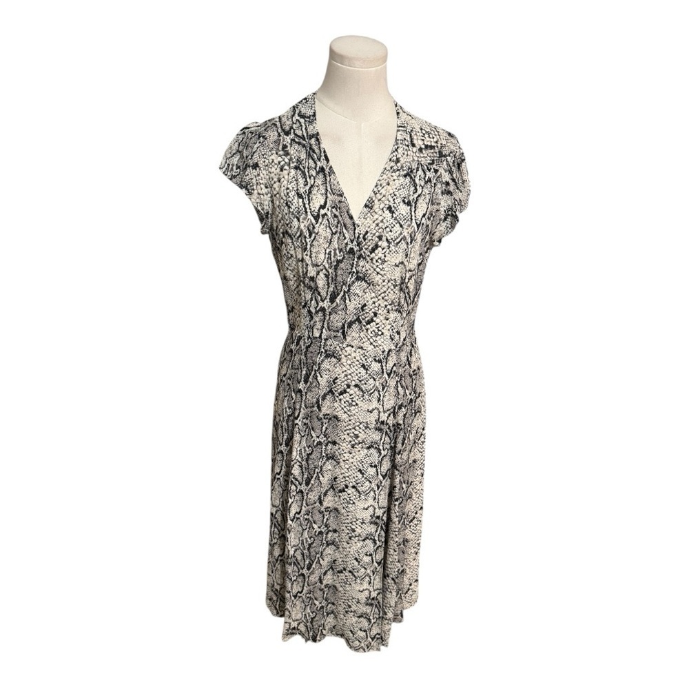 REFORMATION Black White Midi Dress Carin Rattlesnake Snakeskin Animal Print M - Picture 5 of 11